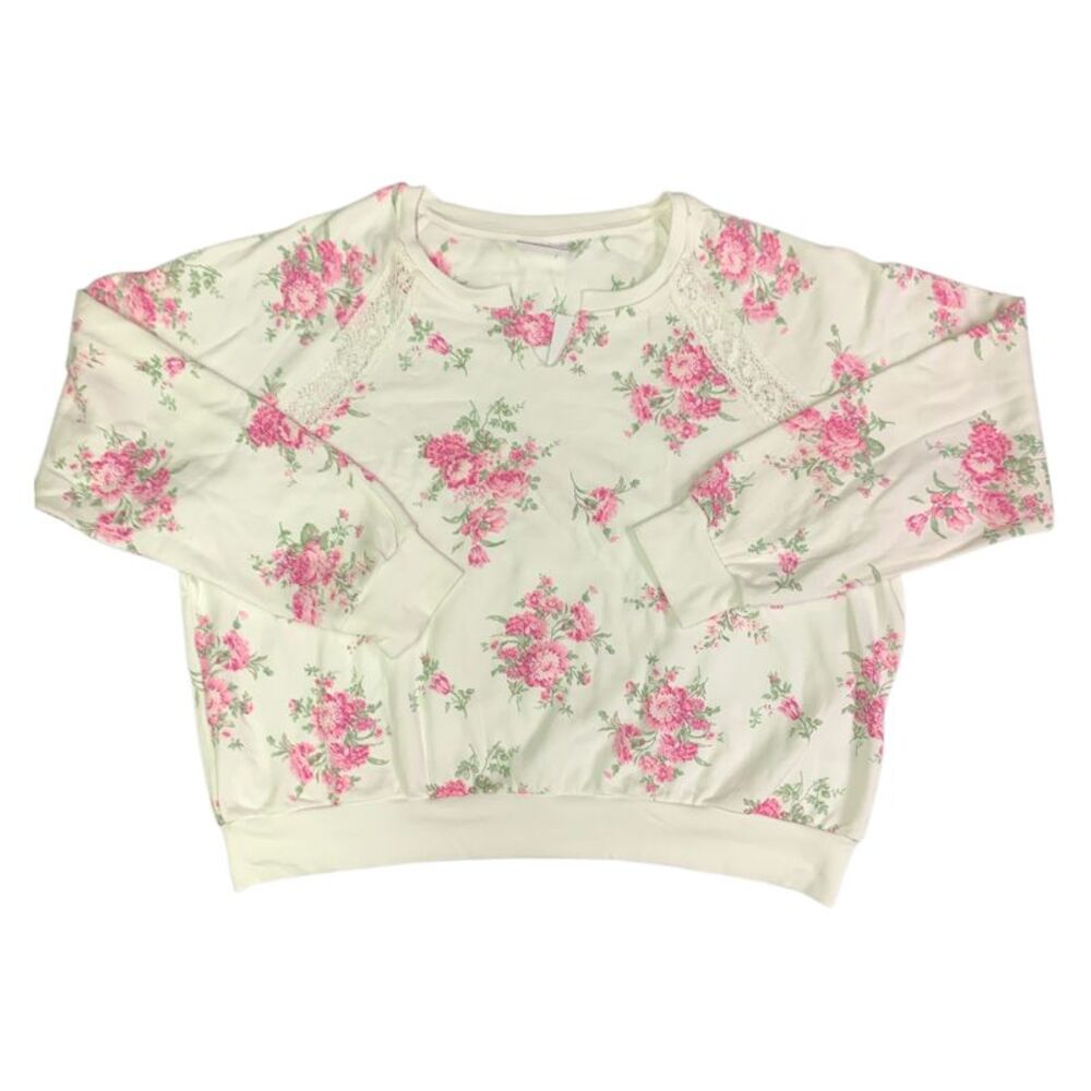Treasures By Shabby Chic Stylish Fleece V-Neck Sweatshirt - Vanilla Ice
